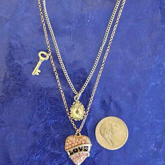 🩷🌹Betsey Johnson 2-Chain LOVE Heart Necklace - EPC🌹🩷 - Picture 7 of 16